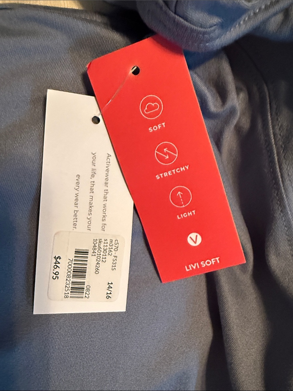 NWT Livi Active Light Blue V-Neck Sleeveless Tank - Picture 4 of 4